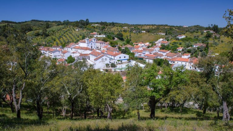 Vista da Aldeia de S.M. das Amoreiras com igreja